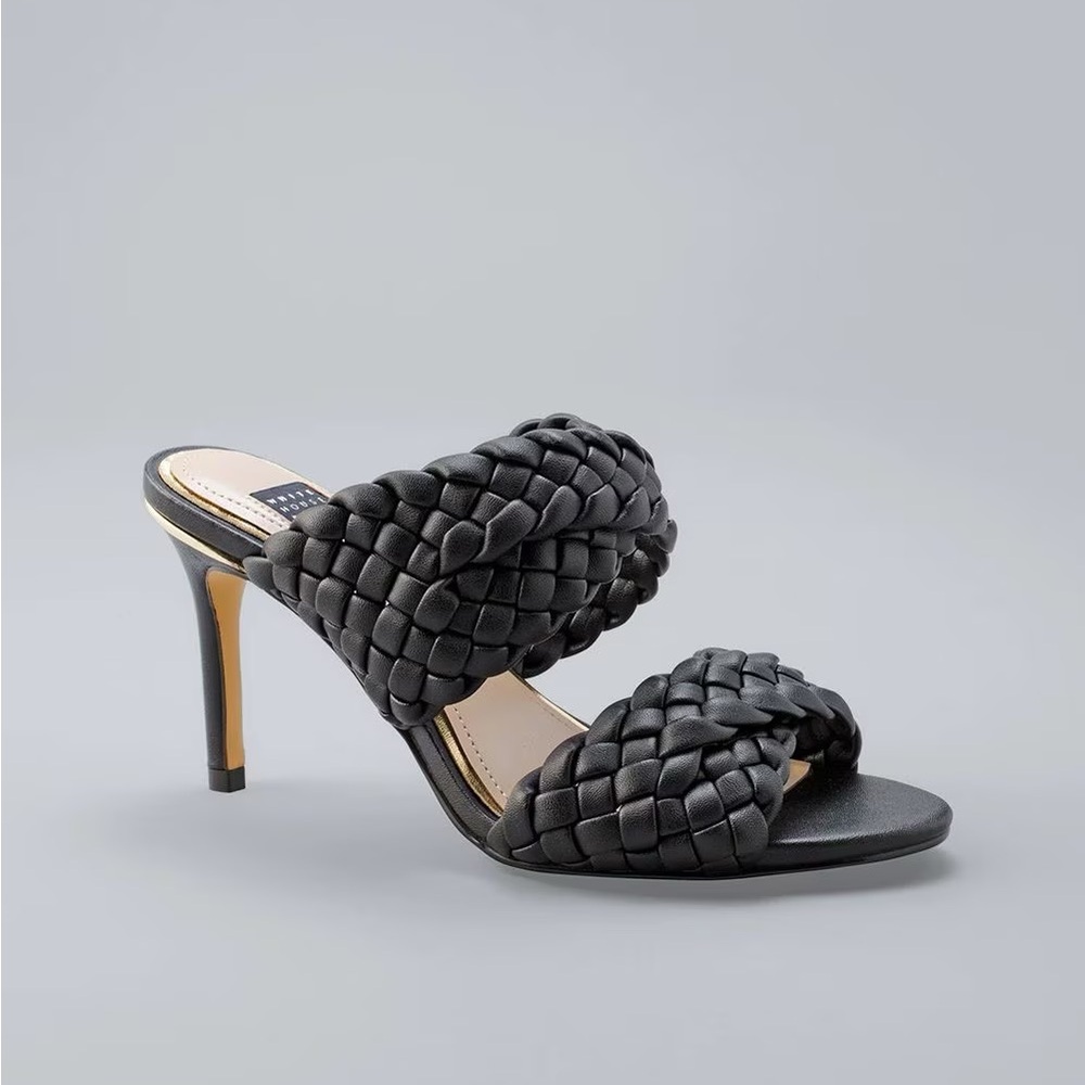 White House Black Market Woven Mid-Heel Slide Sandals Size 6.5 - Picture 2 of 11